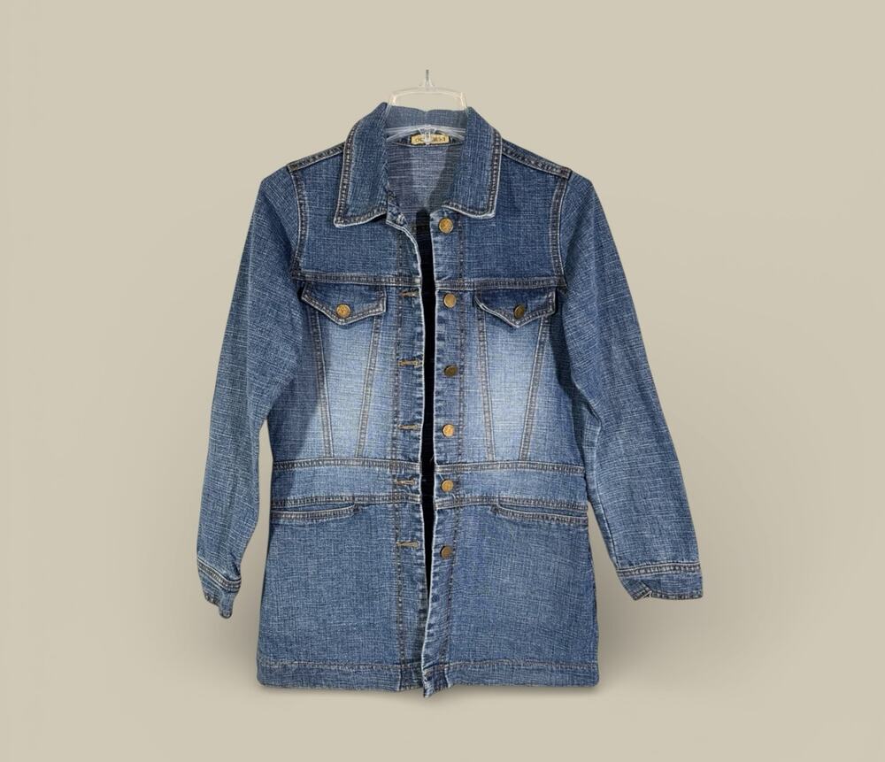 Boho Chic Jean Jacket Blazer - Doki Geki Woman’s S - Blue Denim - Casual Classic